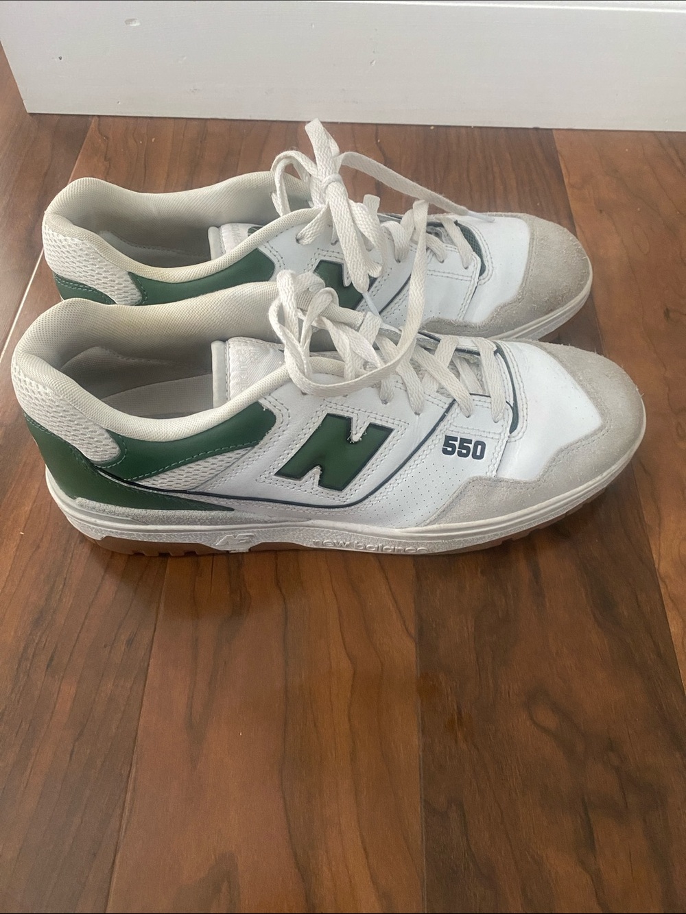 New Balance Men’s White and Green 550 Low-Top Sneakers